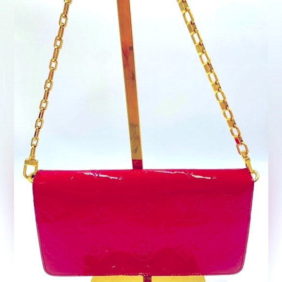 Auth Louis Vuitton Felicie Magenta Vernis Wallet on Chain Pouchette Shoulder Bag - Picture 6 of 15